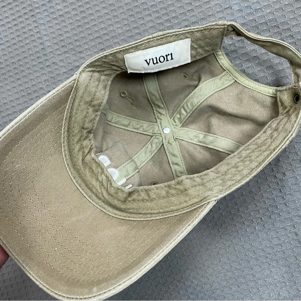 Vuori Hat Unisex One Size Baseball‎ Strap Cap Spellout Logo Neutral Earthy